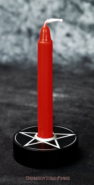 Hexenshop Dark Phönix Runder Pentagramm Mini-Ritualstabkerzenhalter